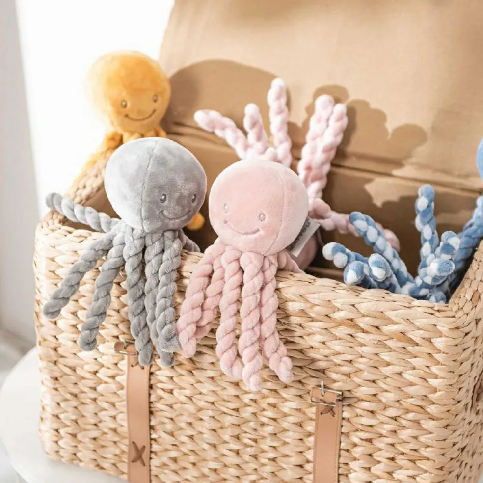 Peluche pieuvre Lapidou ocre (23 cm)