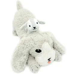 Peluche Toutou maman et bébé Les Ptipotos Gris clair (34 cm)