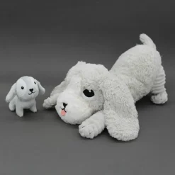 Peluche Toutou maman et bébé Les Ptipotos Gris clair (34 cm)