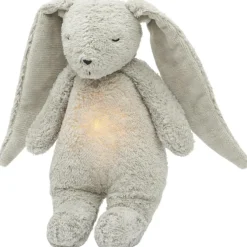 Peluche veilleuse lapin nature bio avec sons & lumières gris