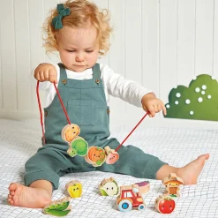 Perles à enfiler en bois Ferme potager (11 pièces)