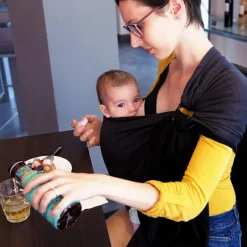 Petite écharpe Sling sans noeud gris anthracite et noir