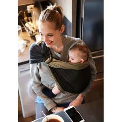 Petite écharpe Sling sans noeud gris anthracite et noir