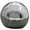 Petite tirelire ballon de football personnalisable (métal argenté)