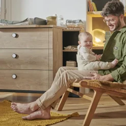 Plan à langer en chêne blond noir Marcel