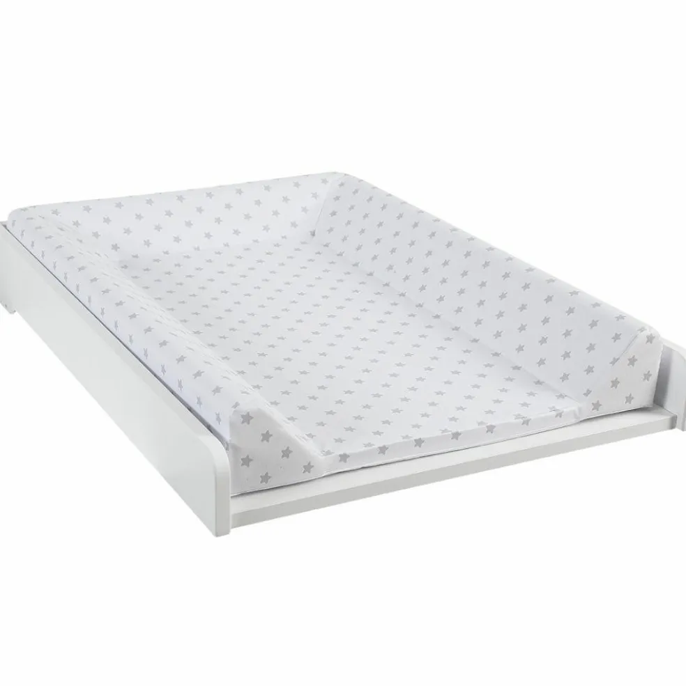 Plan à langer pour commode blanc matelas étoiles gris