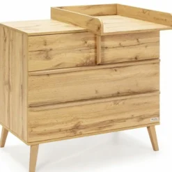 Plan à langer pour commode Martha finition chêne matelas lapins