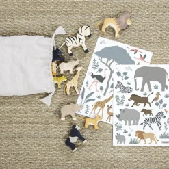 Planche de stickers A3 Girafe, gazelle et flamants