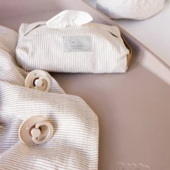 Pochette à lingettes rayures marron