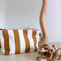 Pochette Sofia rayée Caramel