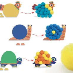 Pompons à coller Animaux tout doux