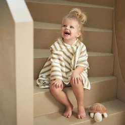 Poncho de bain en éponge Stripe Olive Green (1-4 ans)