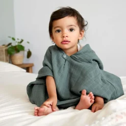 Poncho en mousseline vert pétrole