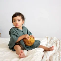 Poncho en mousseline vert pétrole