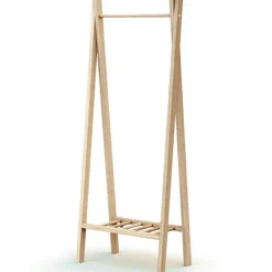 Portant à vêtements en bois de hêtre brut Essentiel