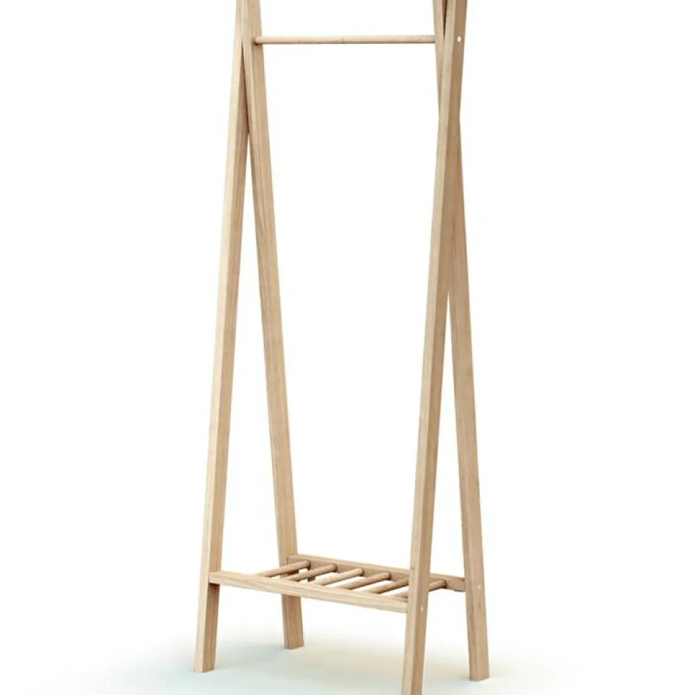 Portant à vêtements en bois de hêtre brut Essentiel