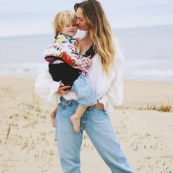 Porte bébé enfant en lin Noir