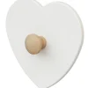 Porte-manteau mural coeur en bois de hêtre brut Essentiel blanc