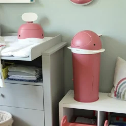 Poubelle à couches Baleine Rose foncé