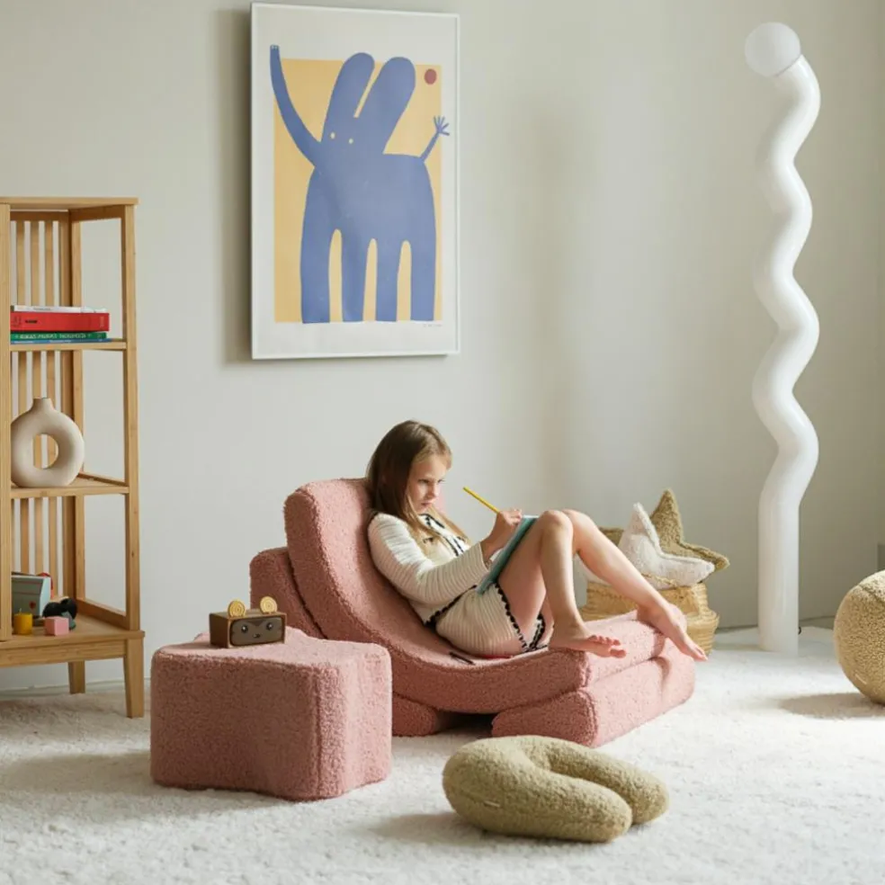 Pouf Cloud Guava Pink molletonné