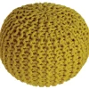 Pouf enfant tricoté Lili jaune oeuf (30 x 20 cm)