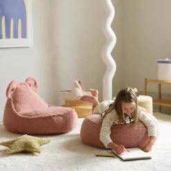 Pouf Ottoman Guava Pink molletonné