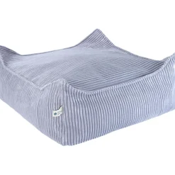 Pouf Ottoman Square Blueberry Blue velours côtelé