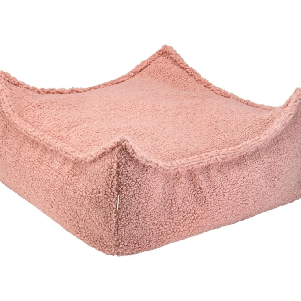 Pouf Ottoman Square Guava Pink molletonné