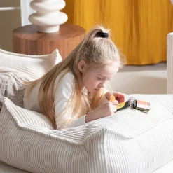 Pouf Ottoman Square Marshmallow velours côtelé