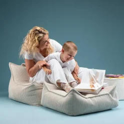 Pouf Ottoman Square Marshmallow velours côtelé