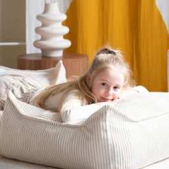 Pouf Ottoman Square Marshmallow velours côtelé