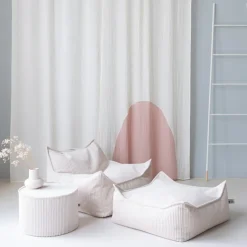 Pouf Ottoman Square Marshmallow velours côtelé