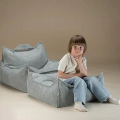 Pouf Ottoman Square Peppermint velours côtelé