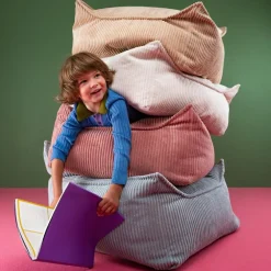 Pouf Ottoman Square Pink Mouse velours côtelé