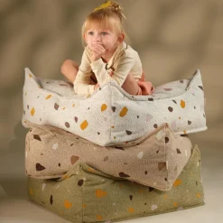 Pouf Ottoman Square Terrazzo Sand