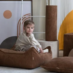 Pouf Ottoman Square Toffee velours côtelé