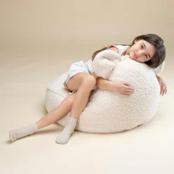 Pouf ours Cream White molletonné