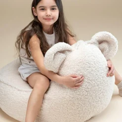 Pouf ours Cream White molletonné