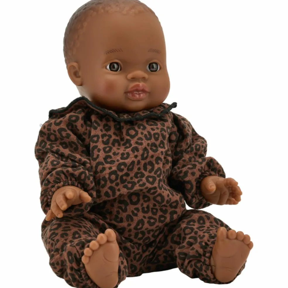 Poupée Romy avec tenue col Gaze Léopard Marron