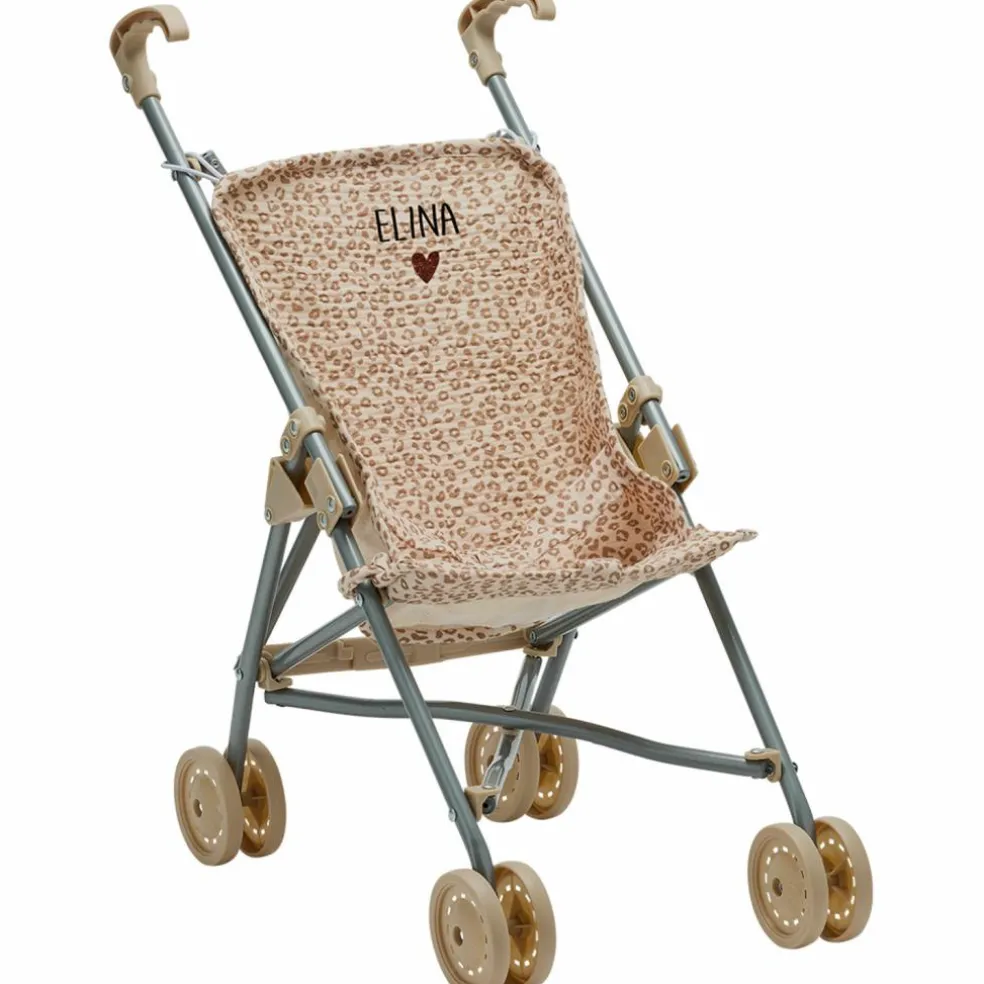 Poussette pour poupée Gaze Léopard (personnalisable)