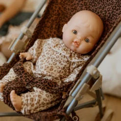 Poussette pour poupée Gaze Léopard Marron (personnalisable)