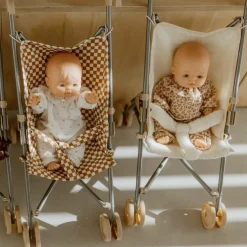 Poussette pour poupée Gaze Damier (personnalisable)