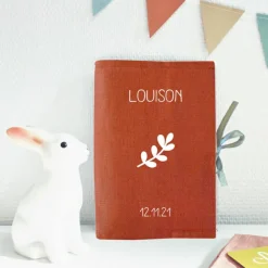 Protège carnet de santé en lin Terracotta (personnalisable)