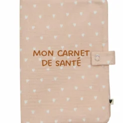 Protège carnet de santé Gaze Cœurs Beige (personnalisable)