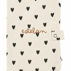 Protège carnet de santé Gaze Coeurs Ecru (personnalisable)