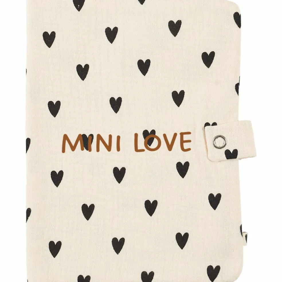 Protège carnet de santé Gaze Coeurs Ecru (personnalisable)