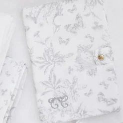 Protège carnet de santé Toile de Jouy gris