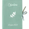 Protège carnet de santé vert d'eau (personnalisable)