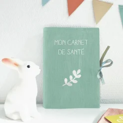 Protège carnet de santé vert d'eau (personnalisable)
