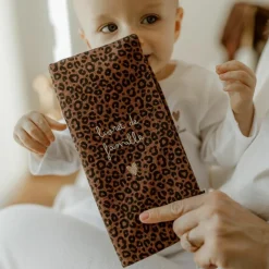 Protège livret de famille Gaze Léopard Marron (personnalisable)